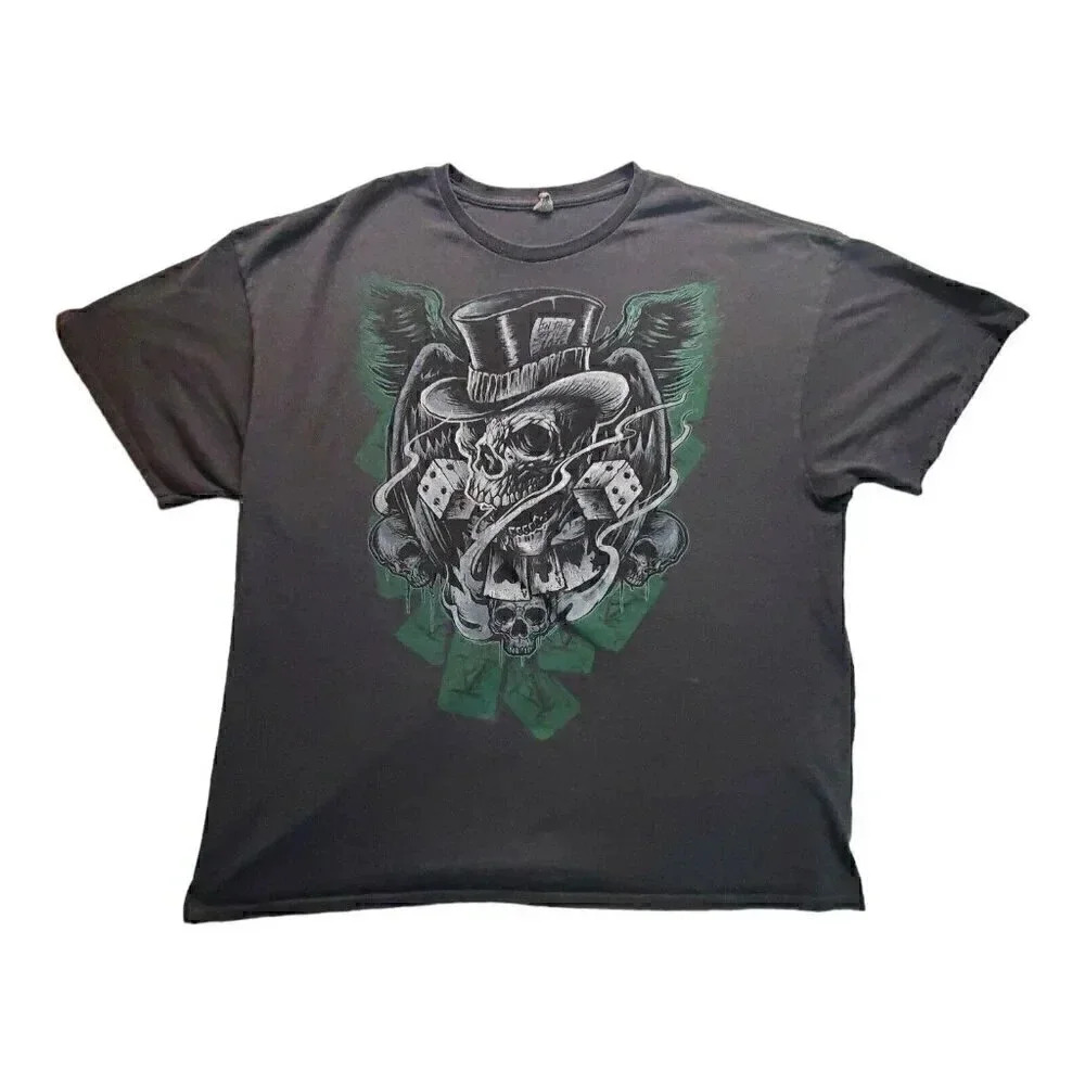 Delta Pro Weight Skull Top Hat Dice Wings Money Graphic T Shirt Mens 3XL